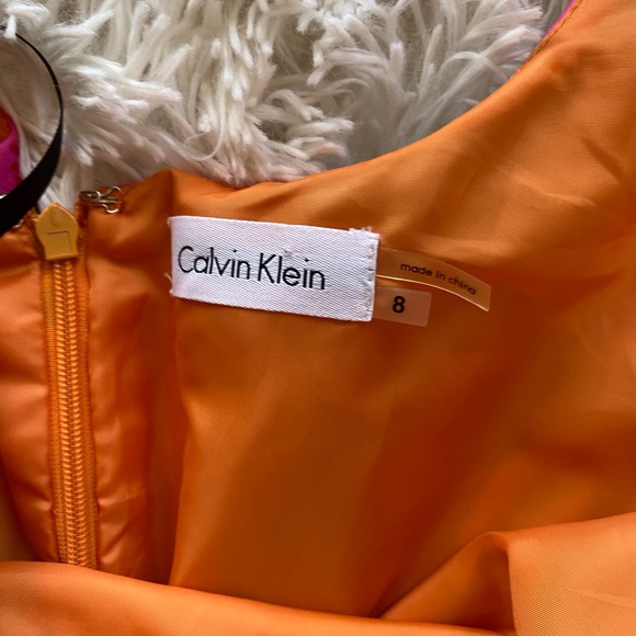 Calvin Klein Orange floral sheath dress - Picture 5 of 6